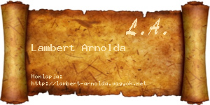 Lambert Arnolda névjegykártya